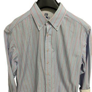 Robert Graham Men's Shirt Size XL Striped Light Blue Red Long Sleeve 100…